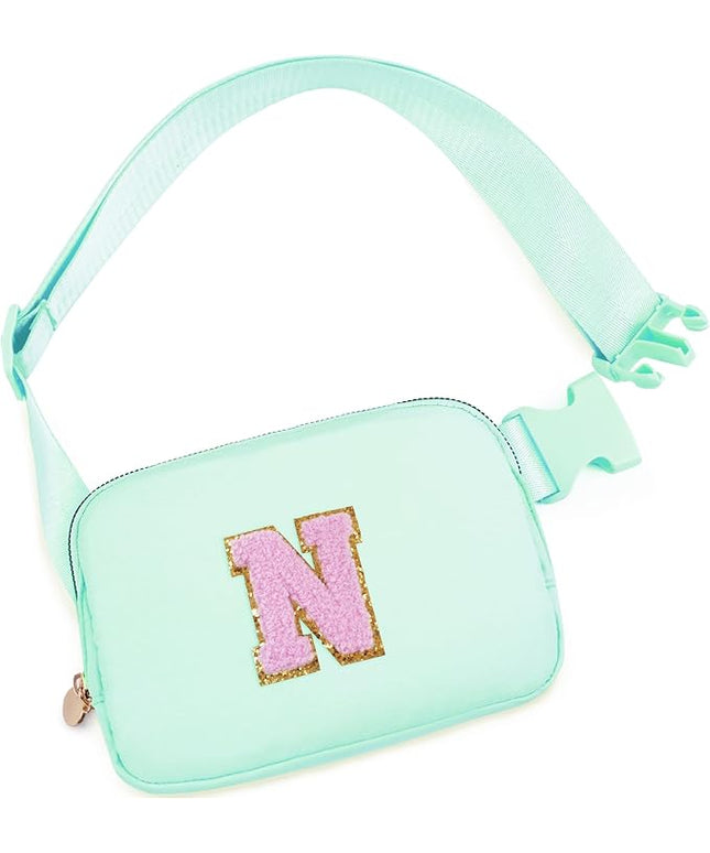 Uygafly Belt Bag Fanny Pack Crossbody Bags with Initials Letter Patch Cute Stuff Birthday Gifts for Teenager Girls Trendy Stuff for Teens | Light Green,N