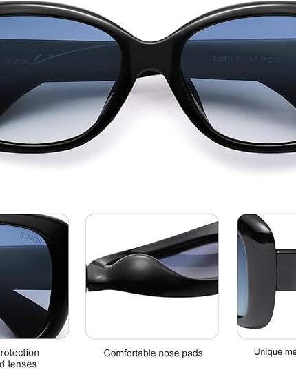 SOJOS Vintage Square Sunglasses for Women Polarized UV Protection Havana Frame SJ2111