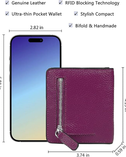 AINIMOER Small Leather Wallet for Women, Ladies Credit Card Holder RFID Blocking Women's Mini Bifold Pocket Purse