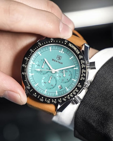 BY BENYAR Watch for Men Analog Quartz Chronograph Waterproof Luminous Designer Mens Wrist Watches Business Work Sport Casual Dress Watch with Silicone Strap Elegant Gifts for Men