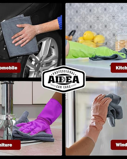 AIDEA Microfiber Cleaning Cloth Grey 10PK, Micro Fiber Cloth for Cleaning Cars, Premium All Purpose Car Towels, Dusting Cloth Cleaning Rags SUVs, House, Kitchen, Window, Workshops, 12"×12"