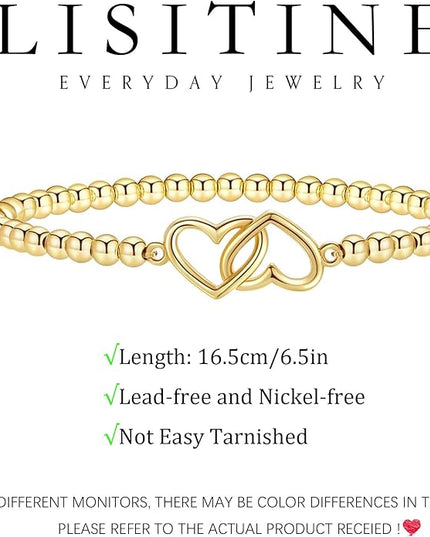 Gold Bracelets for Women 14K Gold Beaded Bracelets Stackable Bracelets for Women Gold Charm Bracelet Non Tarnish Gold Jewelry for Women Trendy