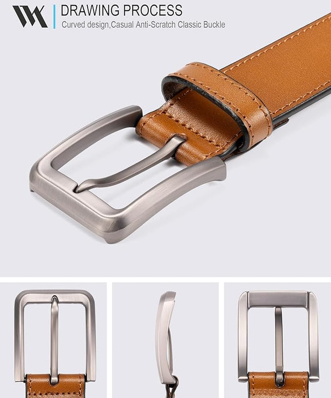 WOLFANT Men's 35mm Dress Casual Belt,100% Italian Full Grain Real Solid Leather