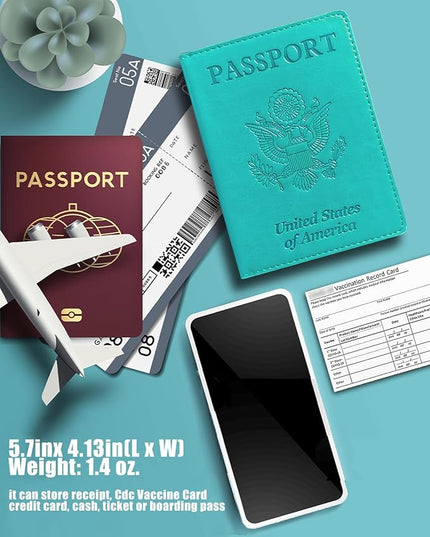 Sizobi Leather Passport Holder - Covers Case With Card Slot, Luggage Tag, International Travel Essentials for Women & Men, Cruise Ship Must-Haves, Travel Gifts