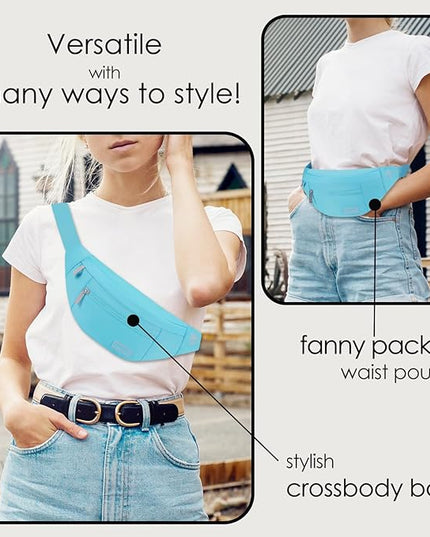 MAXTOP Large Crossbody Fanny Pack with 4-Zipper Pockets,Gifts for Enjoy Sports Festival Workout Traveling Running Casual Hands-Free Wallets Waist Pack Phone Bag Carrying All Phones