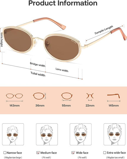 SOJOS Trendy Oval Polarized Sunglasses for Women Men, 80s 90s Chic Retro Vintage Sunnies SJ1248