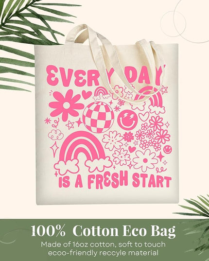AUSVKAI Canvas Tote Bag Aesthetic for Women, Cute Cloth Cotton Bags for College Shopping Beach Grocery and Trendy Gifts