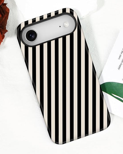 Magnetic for iPhone 17 Air Case Cute Diagonal Stripes Phone Case, Shockproof Slim TPU and Hard PC Protective Phone Cover Compatible with MagSafe Designed for Women Girls,Black and White