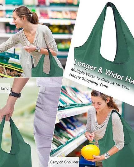 BeeGreen Reusable Bags for Shopping Machine Washable 12 Pack Xlarge Grocery bags Reusable Heavy Duty Folding with Elastic Band Colorful Tote Gift Bags Lightweight Durable Polyester