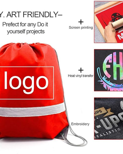 BeeGreen Drawstring Backpack Bags 20,30,50 Packs Reflective String Bags for Gym Sport Trip Cinch Sack DIY for Women Men
