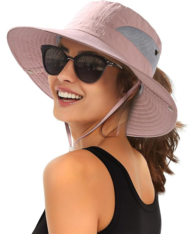 FURTALK Womens Sun Hat with Ponytail Hole Beach Hiking Summer Wide Brim UPF 80+ Outdoor Protection Foldable Bucket Hat