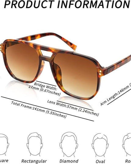 FEISEDY Retro Square Aviator Sunglasses Women Men 70s Vintage Trendy Plastic Frame Sun Glasses B2835
