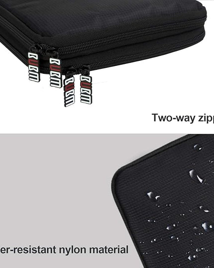 BUBM Double Layer Electronic Accessories Organizer, Travel Gadget Bag for Cables, USB Flash Drive, Plug and More, Perfect Size Fits for iPad Mini (Medium, Black)