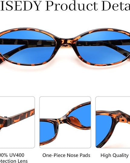 FEISEDY Retro Oval Cat Eye Sunglasses for Women 90s Narrow Lightweight Shades Y2k Trendy Sunnies B0257