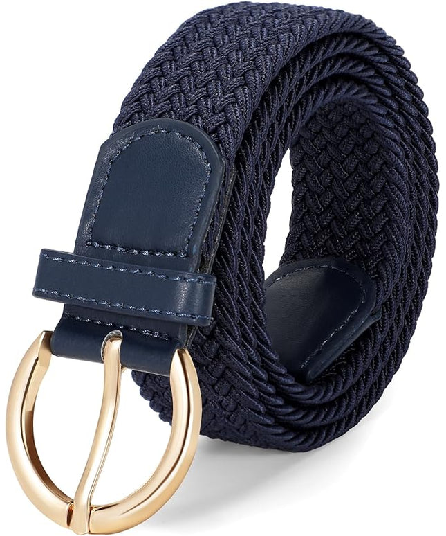 JASGOOD Women Men Braided Woven Elastic Stretch Belt Golf Canvas Casual Belt for Jeans Pants