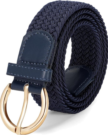JASGOOD Women Men Braided Woven Elastic Stretch Belt Golf Canvas Casual Belt for Jeans Pants