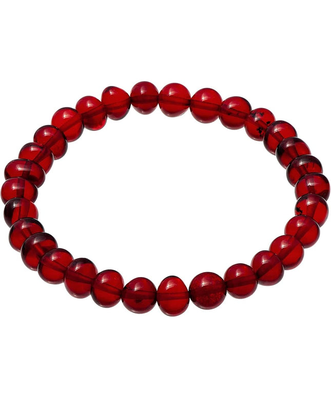 Natural Baltic Amber Bracelet for Women and Men – Stretch Wristband with Polished Cube Beads, Lightweight Unisex Jewelry Gift for Daily and Casual Wear
