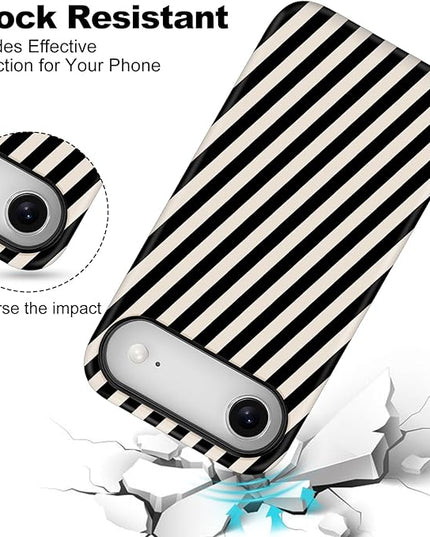 Magnetic for iPhone 17 Air Case Cute Diagonal Stripes Phone Case, Shockproof Slim TPU and Hard PC Protective Phone Cover Compatible with MagSafe Designed for Women Girls,Black and White