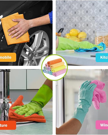 AIDEA Microfiber Cleaning Cloth, 10PK, Colorful Lint-Free Vibrant Cleaning Rags, Microfiber Towels for Cars, Kitchen Cloth, Dusting Cloth for Home, Window, Cleaning Supplies, 11.5"×11.5"