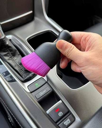 Car Detailing Brush, Soft Bristle Cleaning Brush, Scratch-Free Auto Duster Tool for Dashboard, Air Vents, Leather & Interior Cleaning (Black&Purple&Rose)
