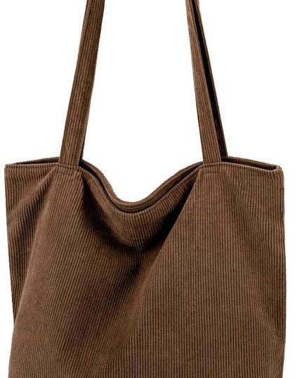 Iioscre Corduroy Tote Bag for Women,Hobo HandBags with Zipper,Large Capacity Casual Shoulder Handbags with Inner Pockets