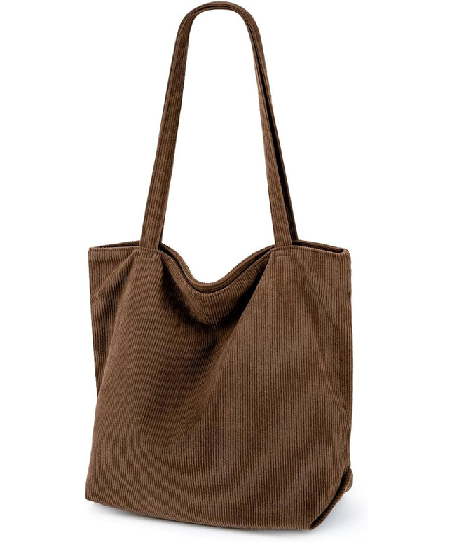 Iioscre Corduroy Tote Bag for Women,Hobo HandBags with Zipper,Large Capacity Casual Shoulder Handbags with Inner Pockets