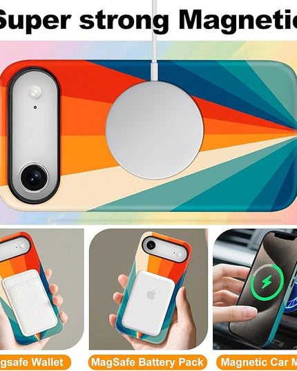 Magnetic for iPhone 17 Air Case Cute Frog Stripes Phone Case, Summer Shockproof Slim TPU and Hard PC Protective Phone Cover Compatible with MagSafe Designed for Women Girls
