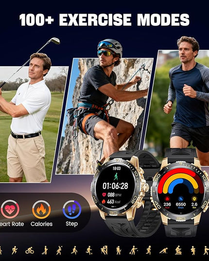 LIGE Smart Watches for Men, Make/Answer Call, 1.43" AMOLED Fitness Watch with Heart Rate/Sleep Monitor, 600mAH Battery, 200+ Sports Modes, IP68, Business Sport Smart Watch for Android iOS, Amber Black