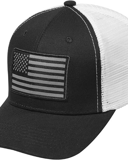 AURR American Flag Trucker Hat, Patriotic Baseball Cap for Men & Women, Breathable Mesh Adjustable Snapback, USA Flag Patch