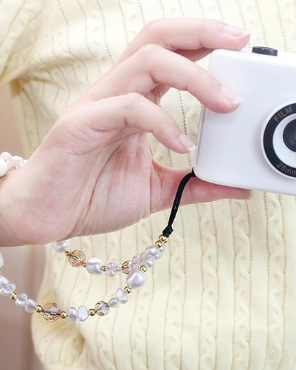 Beaded Camera Wrist Strap, Cute Phone Charms Strap, Pearl Bracelet Wrist Strap, Phone Keychain Decoration for Wallet