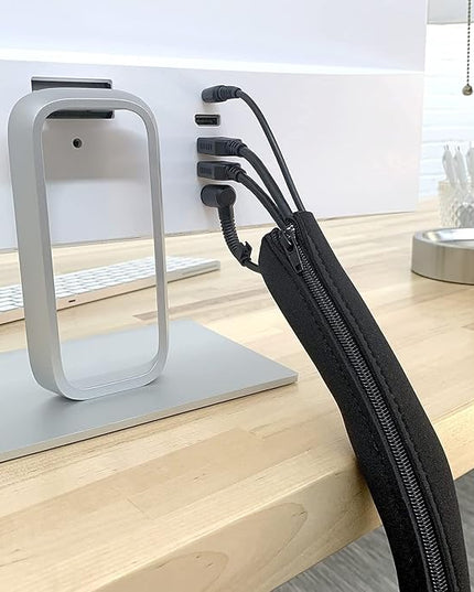 Zipper Cable Sleeve by Wrap-It Storage - 36" x 4" (2-Pack) Black - Cord Organizer and Cable Protector for Desk, Computer, TV Cord Management to Hide and Cover Wire and Extension Cables