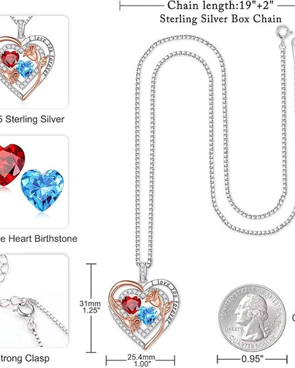Iefil Christmas Gifts for Women - Sterling Silver Birthstone Necklace Anniversary Birthday Gifts for Her Wife Mom Daughter