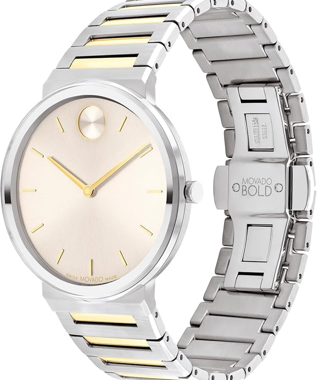 Movado Bold Horizon Ultra Thin Watch for Men and Women - Swiss Made - Water Resistant 3ATM/30 Meters - Sleek and Slim Premium Luxury Wristwatch for Everyone - 40mm