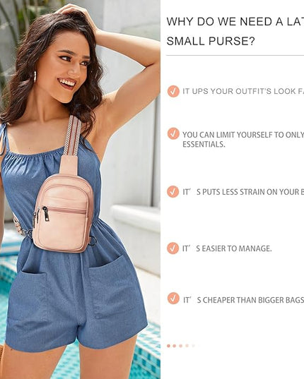 Sling Bag For Women Faux Leather Small Casual Daypack Backpack Fanny Pack Crossbody Chest Bags Purse