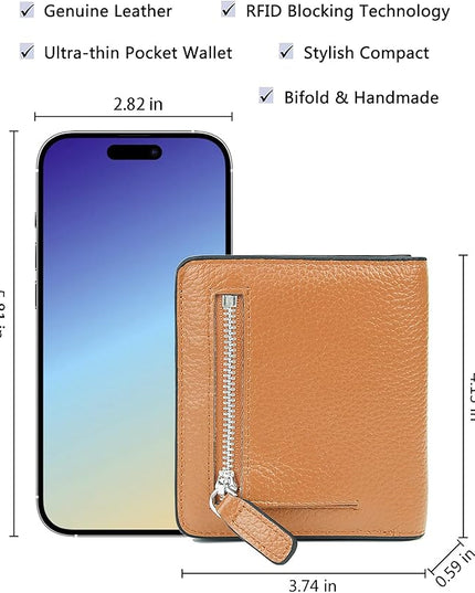AINIMOER Small Leather Wallet for Women, Ladies Credit Card Holder RFID Blocking Women's Mini Bifold Pocket Purse
