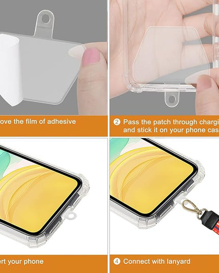 COCASES 6 Pack Phone Tether Tab, Phone Strap Connector Lanyard Patch for Cell Phone Safety (White x 6)