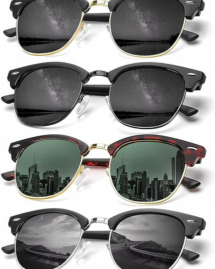 KALIYADI Sunglasses Men Polarized Sunglasses for Men Women Unisex Semi-Rimless Frame Retro Driving Sun Glasses UV Blocking