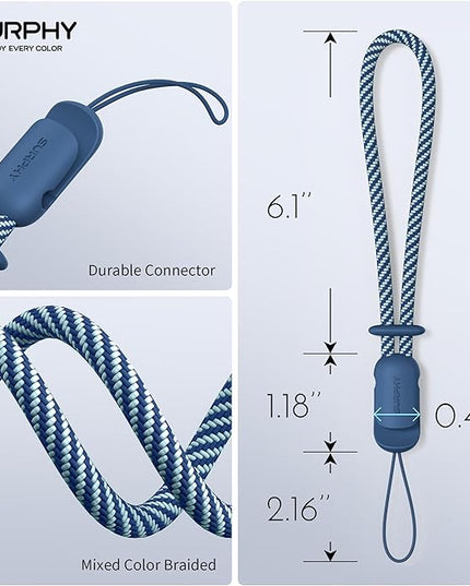 SURPHY 2 Pack Phone Lanyard for Cellphone Case, Phone Wrist Strap for Case, Cellphone Strap with 2-Color Braided, Charm Wrist Lanyard for Women and Men, Blue Jay & Gray