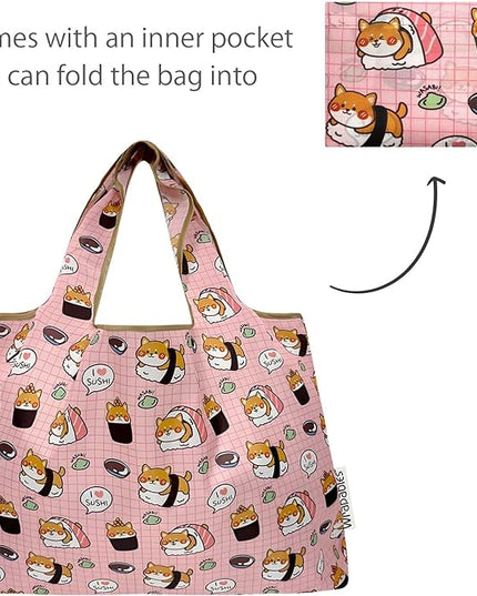 allydrew Large Foldable Tote Nylon Reusable Grocery Bags