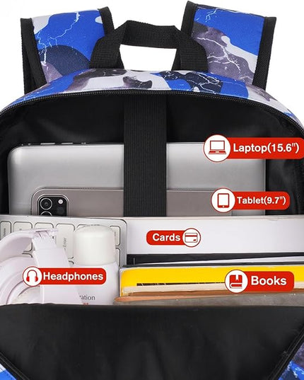 YAMTION School Backpack Stone Textured,Classic Bookbag Men and Teen Boy Schoolbag with USB Charging Port for High School College Office Work Travel