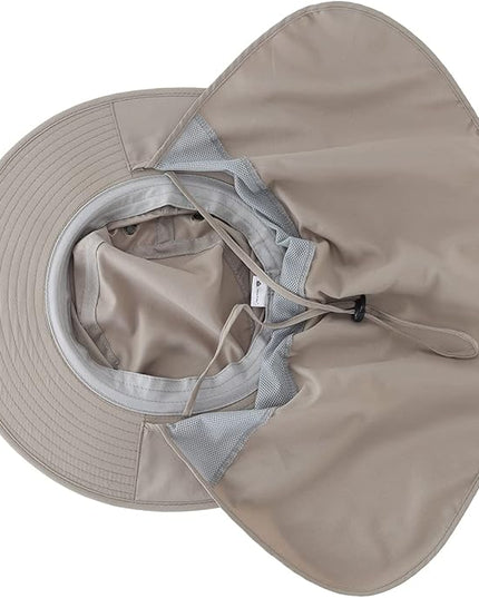 Home Prefer UPF50 Mens Sun Hat with Neck Flap Quick Dry UV Protection Cap Womens Wide Brim Fishing Hat Neck Flap Beach Garden