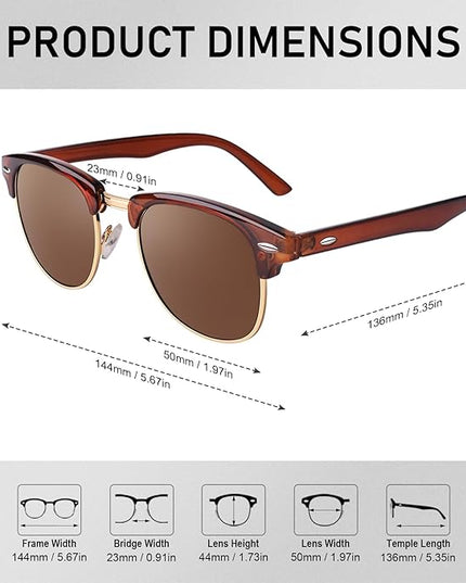 GQUEEN Classic Horn Rimmed Semi Rimless Polarized Sunglasses for Men Women GQO6