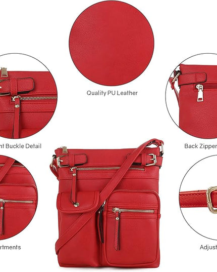 SG SUGU Katie Lightweight Medium Crossbody Bag Shoulder Bag with Multi Pocket for Women