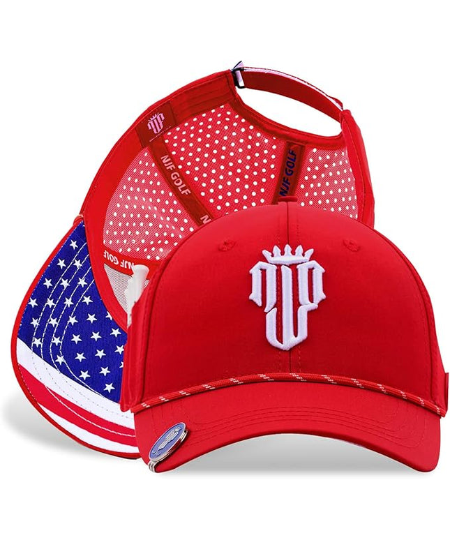 NJF Golf™ Hat Men - Breathable Mens Golf Hats, Adjustable Rope Snapback Cap, Convenient Cap with Tee Holder