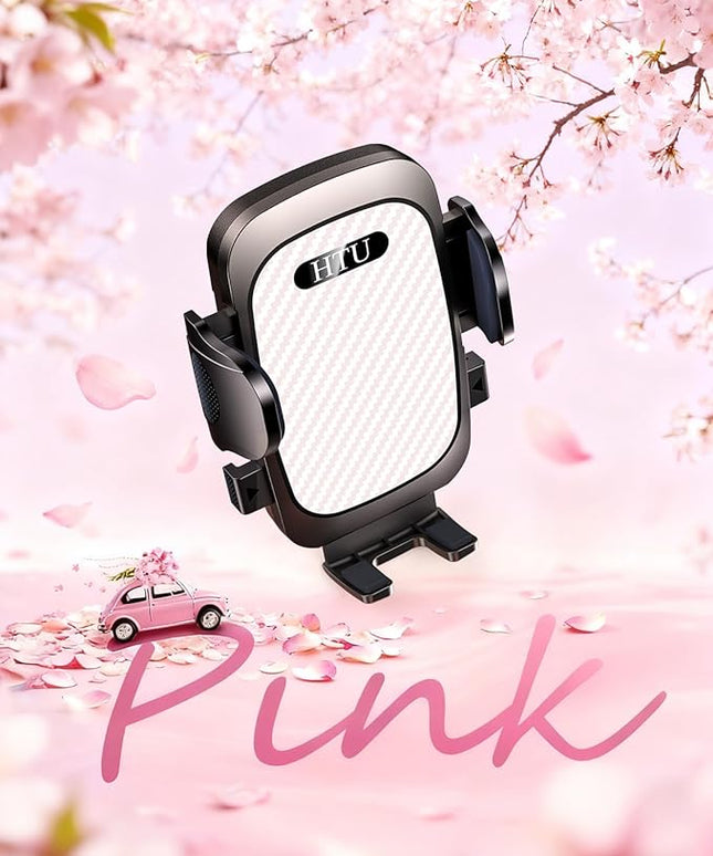 HTU 2026 Ultimate Best【True Military-Grade & Safety Cert】Car Phone Holder【Upgraded 360 Rotation & 100+LBS Strongest Suction】5-in-1 Truck Windshield Dashboard Vent Mount Stand for iPhone Android, Pink