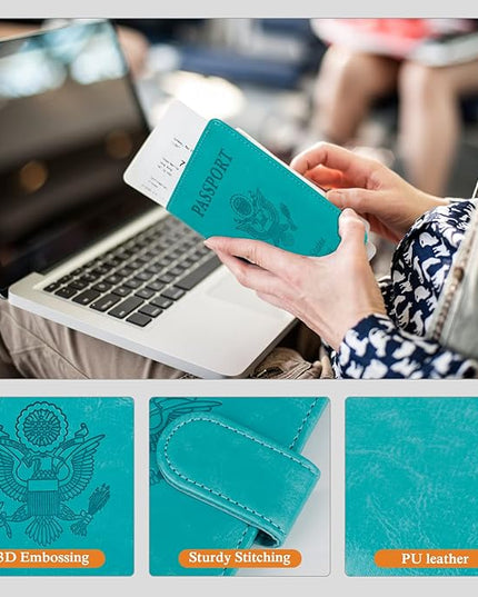 TIGARI Passport Holder for Travel Women Men, PU Leather Waterproof RFID Wallet Cover Case Sleeve, Valentines Day Gifts, Vacation Plane Cruise Travel Document Organizer Essentials