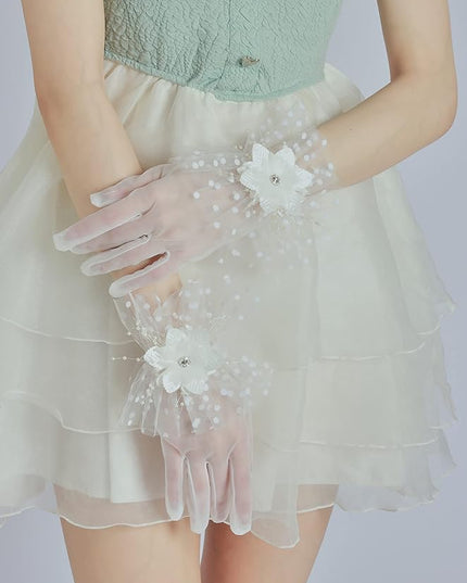 Sahabowi Satin Gloves Formal Bridal Banquet Party Wedding Opera Solid Colorful Mitten For Women