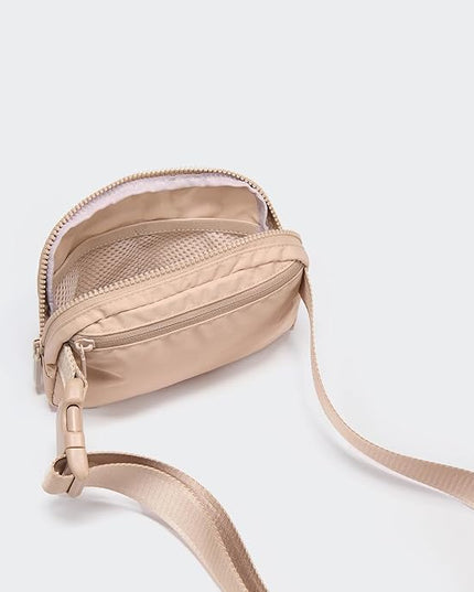 Pander Two Way Zipper Fanny Pack Nylon Everywhere Belt Bag for Women, Water Repellent Waist Packs, Crossbody Bags with Adjustable Strap (Raw Linen).
