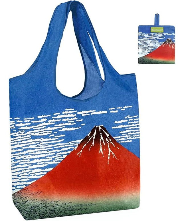 BeeGreen Oil Painting Aesthetic Tote Bag - Large Reusable Grocery Bag, Polyester Grocery Bags Gifts for Women,Foldable, Washable, Packable with Handles & Pouch for Shopping, Beach, Work, Summer
