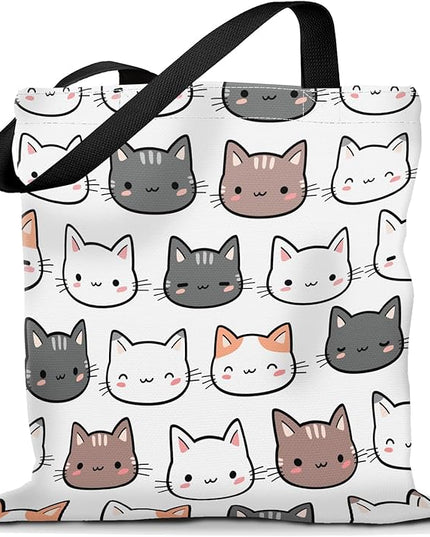 Canvas Tote Bag for Women，Cute Heavy-Duty Shoulder Bag with Zipper Pocket -Travel Tote for Grocery, Gym,Shopping